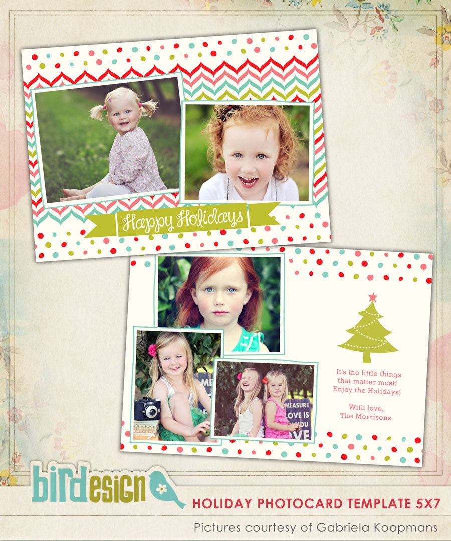 INSTANT DOWNLOAD - Psd Christmas Flat Card Photoshop template - Little things - E529