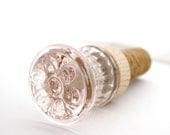 Pink Wine Stopper- Vintage pink glass doorknob / drawer pull and new cork. Unique hostess gift, boho home decor. Ships in gift bag