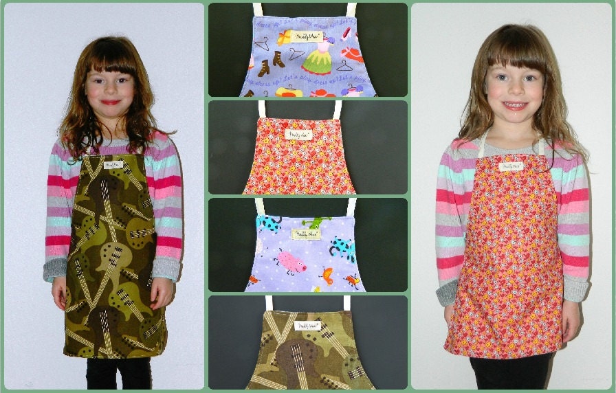 Child Apron Craft Apron Kid Apron Reversible Christmas Apron