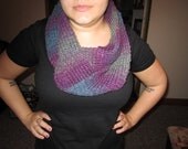 Purple, Blue, Grey Gradient Knit Cowl