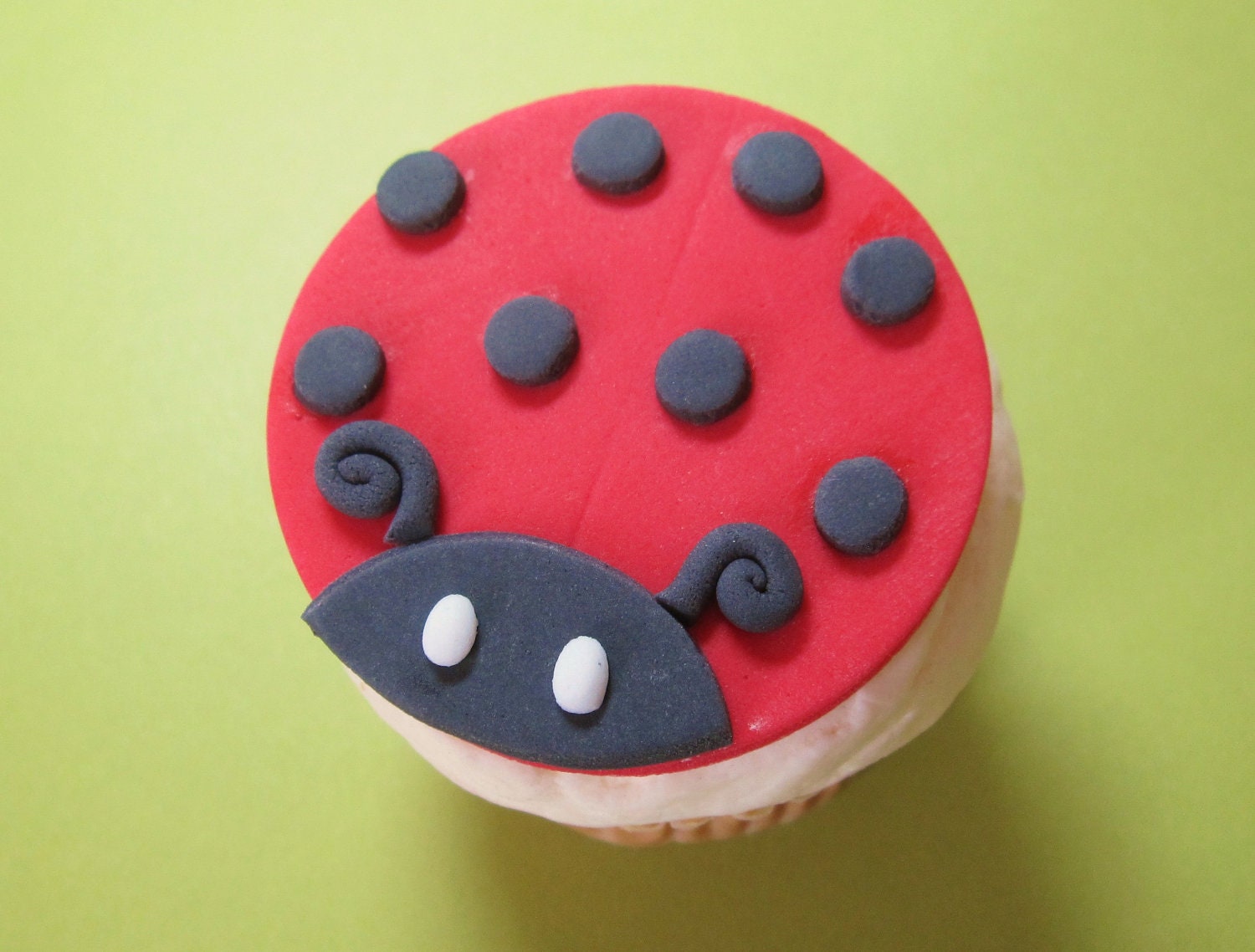Ladybug  fondant cupcake toppers for summer spring birthday party