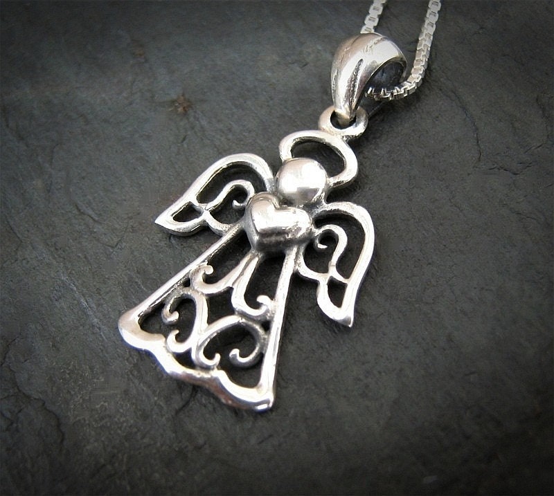 Angel Charm Necklace, Angel Necklace, Angel Pendant Necklace, Mothers Angel Necklace,