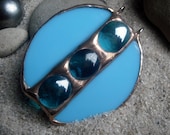 turqoise and copper stained glass jewelry pendant
