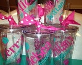Personalized Tumblers 12 oz. w/Straw BPA Free Bacherlorette, Wedding, Sorority, Birthday, Reunions