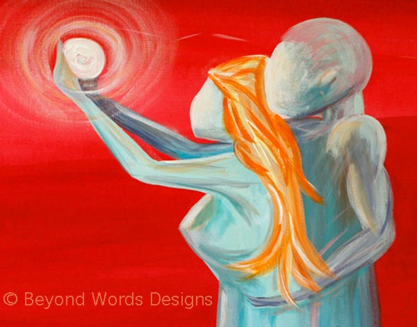 Art magnet, Man and woman, embrace, couple, married, family, mom and dad, mother and father, reaching out, love, family,