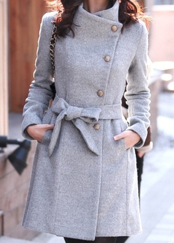 Gray  Wool Jacket women coat winter jacket Autumn Winter