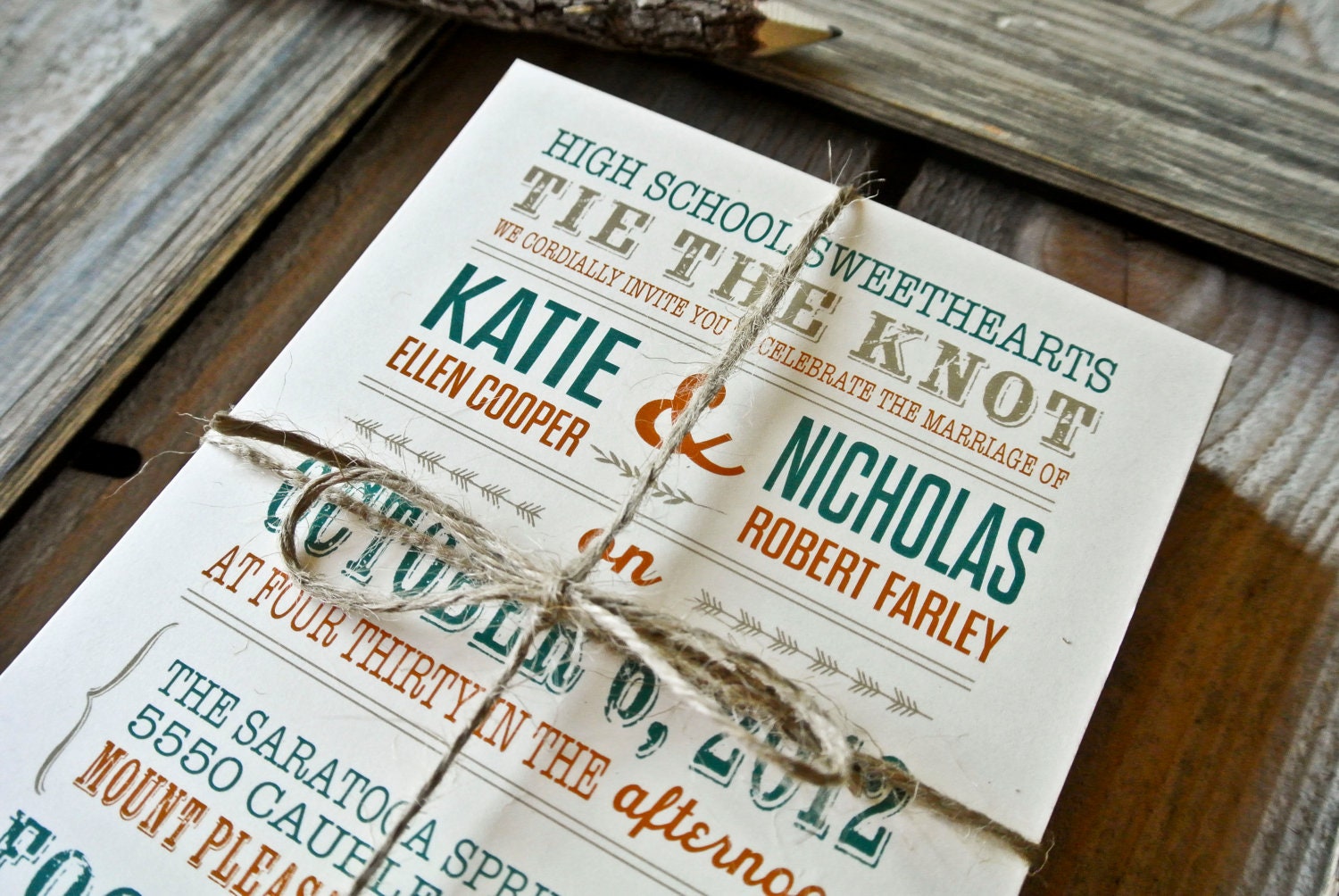 Wedding Invitation: Rustic Branches and Mason Jar