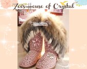 WINTER Sheepskin Cuff Wool Boots with shinning and stylish CRYSTALS and PEARLS