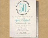 Printable Birthday Invitation // Adult 50th Birthday
