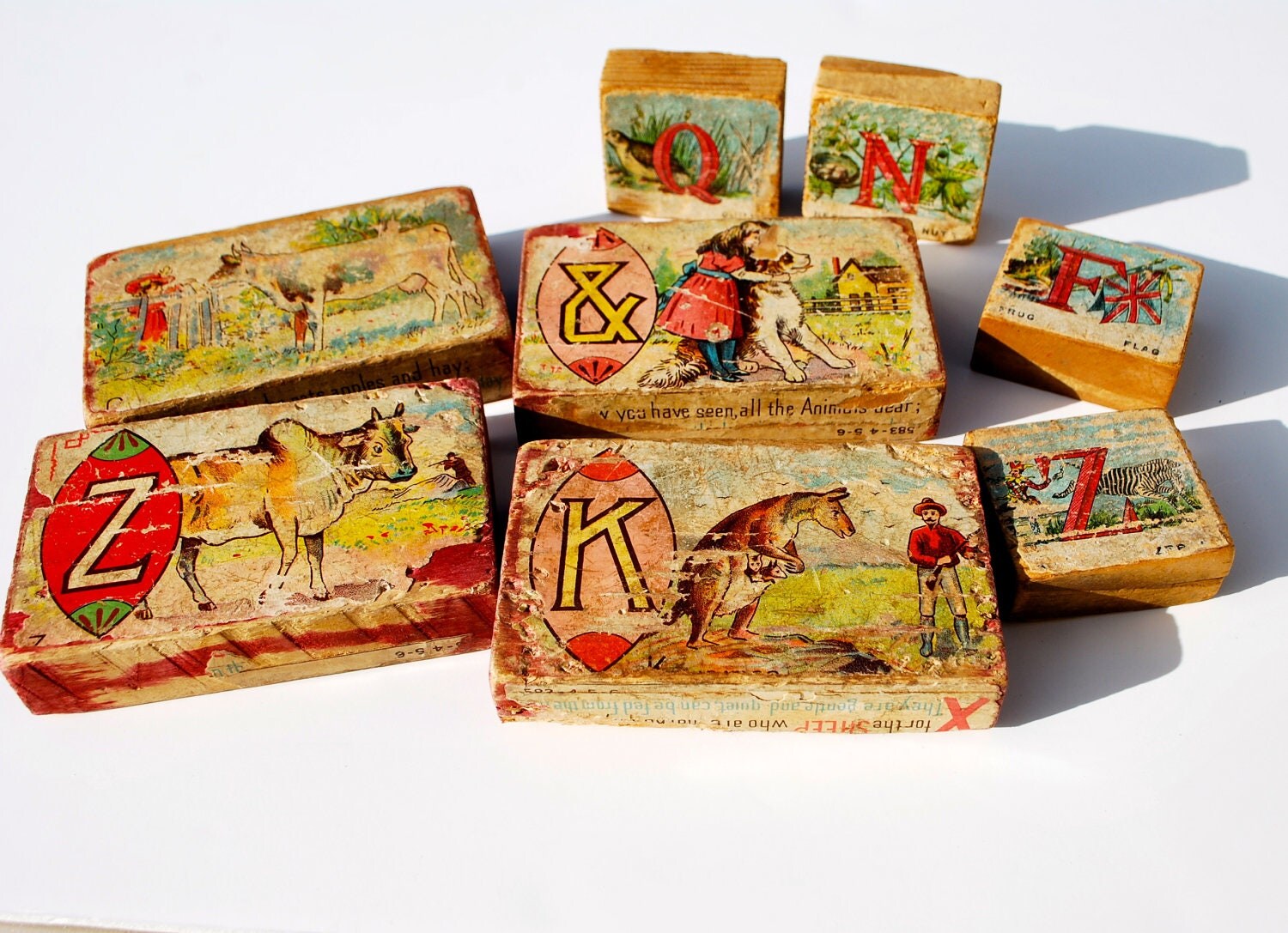 Victorian Wooden TOY BLOCKS Vintage Antique by SleepyMouseDesign