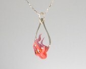 fanART- "Pink Sea Anemone with ClownFish" -unique necklace, gift for her, teenager gift, cool, easter gift