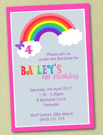 Personalised Rainbow Birthday Invitations - You Print Il_570xn