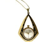 1950s Vintage Sheffield Watch Pendant, Floral Enamel / Black Gold