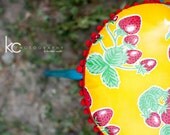 Strawberry Lemonade Stand Upholstered Oilcloth Stool