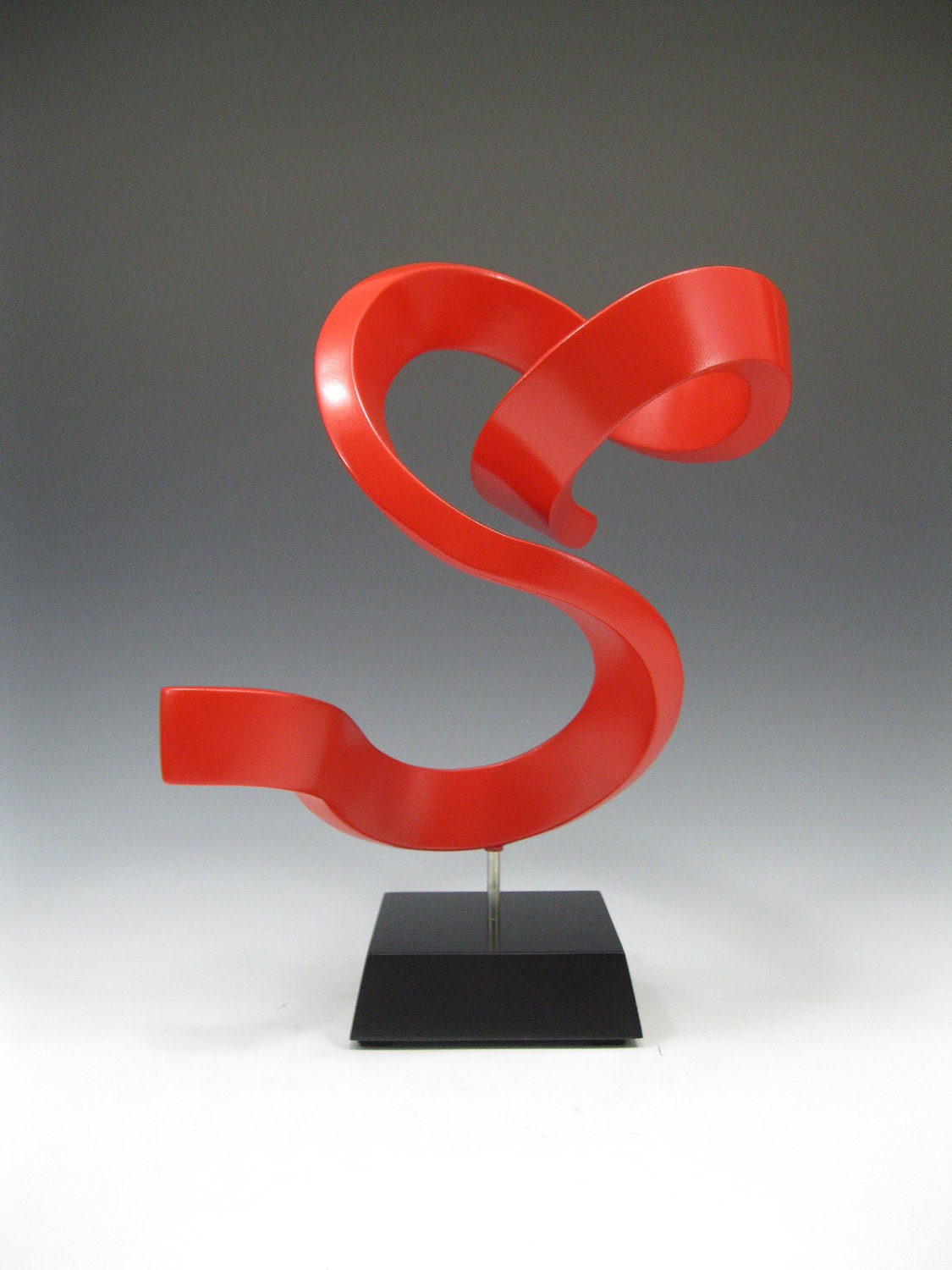 Abstract art wood sculpture   titled   Red Apple