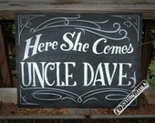 Here she comes - Here comes the bride - ring bearer sign - ring bearer banner