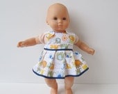Handmade Doll Clothes - Elephant Print Dress Fits 14-16 Inch Waldorf, Baby Alive & Bitty Baby