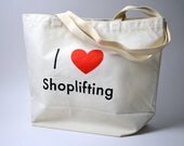 I Heart Shoplifting Tote Bag - 100% Recycled Canvas - Funny Tote Bag