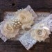 Wedding Garter- Vintage Wedding Bridal Garter and Toss Garter- Something Blue- Ivory and Pearl Rhinestone Garter-Toss Garter