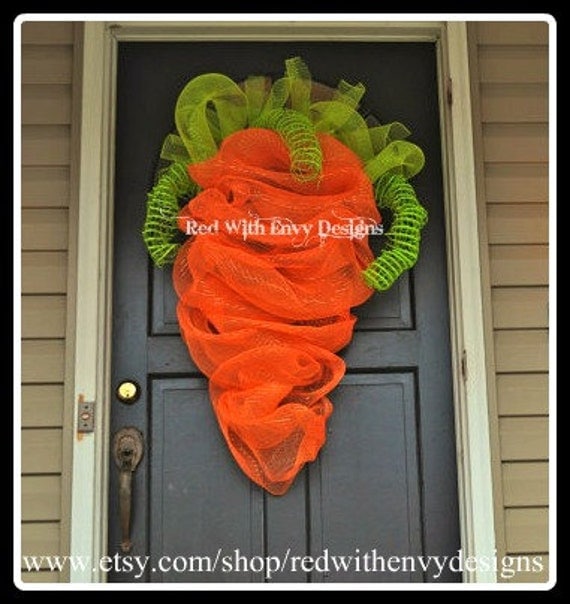 The Original LARGE Carrot Wreath for Easter, Easter Wreath, Carrot Wreath, OOAK, Wreath, Carrot, Easter, Unique Wreath, Deco Mesh Wreath
