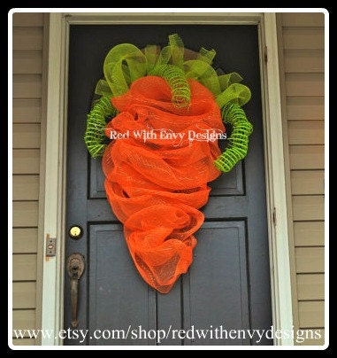 The Original LARGE Carrot Wreath for Easter, Easter Wreath, Carrot Wreath, OOAK, Wreath, Carrot, Easter, Unique Wreath, Deco Mesh Wreath