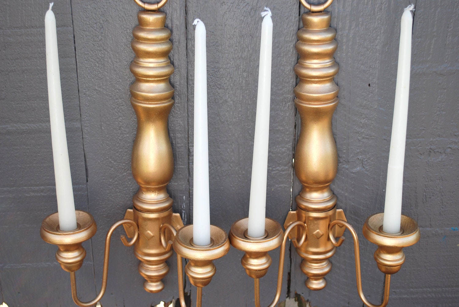 Gold Candelabra Wall Lighting Sconce Set Of Two Hollywood Regency, Modern Wall Decor, Great Gift