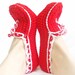 Red crochet slippers- Cozy slippers- Thick house slippers- House shoes- Crochet slippers in red- Red and white house slippers