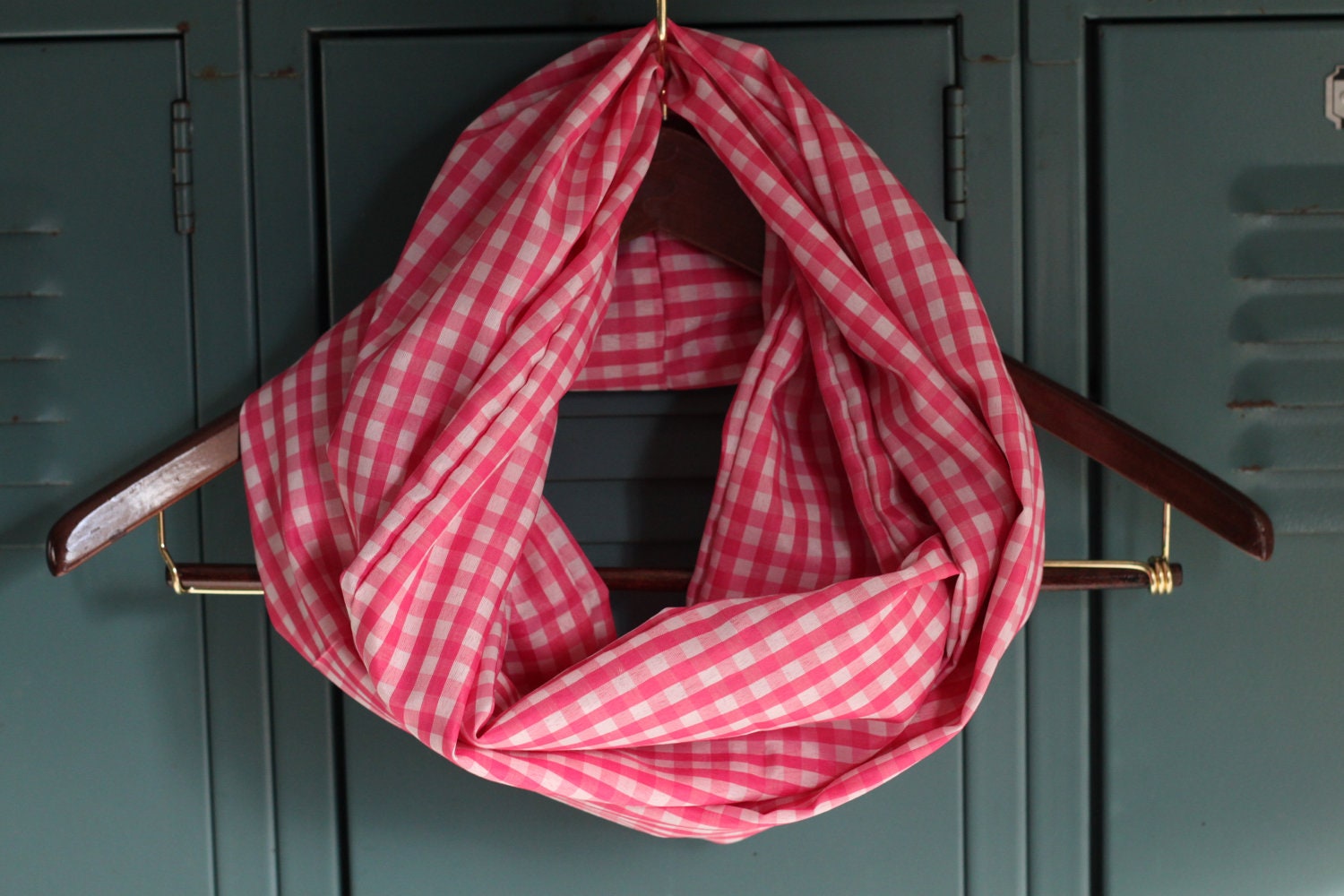 Pink & White Buffalo Check Infinity Scarf