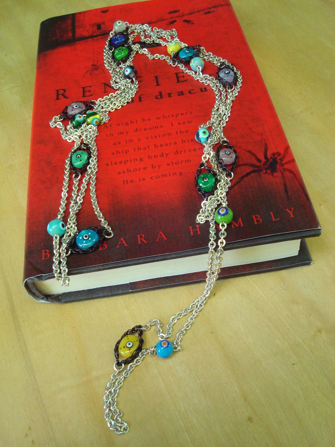Evil Eye Crocheted Wire Necklace n Earrings Set
