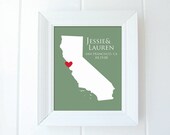 Custom State Map, 8"x10" Archival Wedding Print