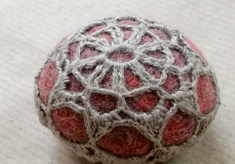 Hand felted Rock Stone of Wool decorated with Linen Crotch for any occasion, Home Decor Christmas Gift, Rustic Natural Folk