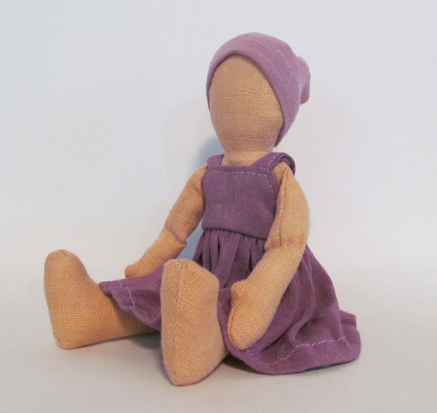 Little Eco-friendly doll with purple hemp silk dress