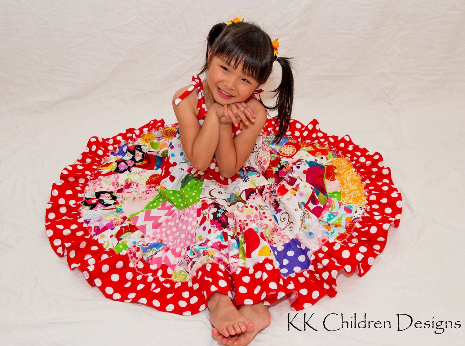 Girls Patchwork Twirl Dress - Rainbow Patchwork Dress - Rainbow Sundress - Custom Design - Twirl Dress - Sundress -  3T to 6T
