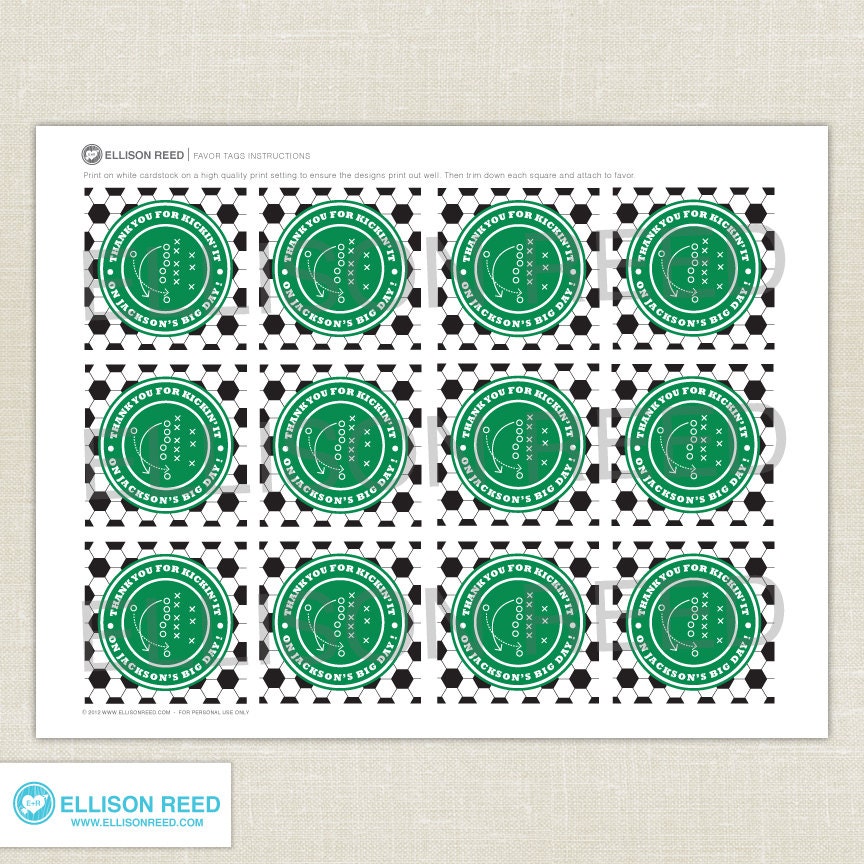 Soccer Birthday - Printable Party - Soccer Favor Tags - Soccer Ball - Football - SPORTS - Birthday Party - DIY Printable Il_570xn