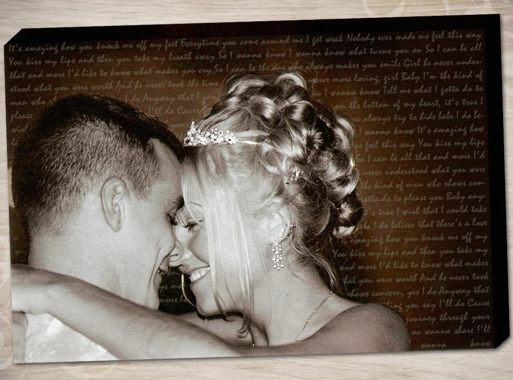 Personalized Photo Canvas Art,  Your Wedding vows on canvas, First dance lyrics on Canvas