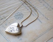 Vintage Heart Locket . 1940s  Gold Filled Heart Locket - Floral Engraved Locket