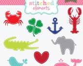 Best of Stitched Digital Clipart - 9 Pieces for Personal & Commercial Use