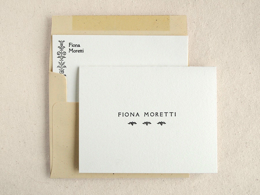 Custom Printed Stationery Gift Set - 10 Folded Cards / 20 Flat Notes - Letterpress - Rialto