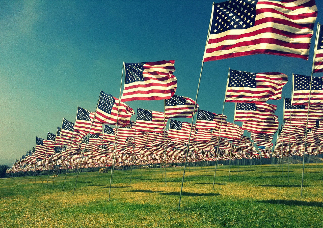 5x7 Vintage Style Flag USA Patriot Art 9-11 Memorial Tribute in Malibu