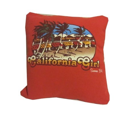 T-shirt Pillow - California Girl beach recycled t-shirt pillow throw cotton tshirt throw pillow