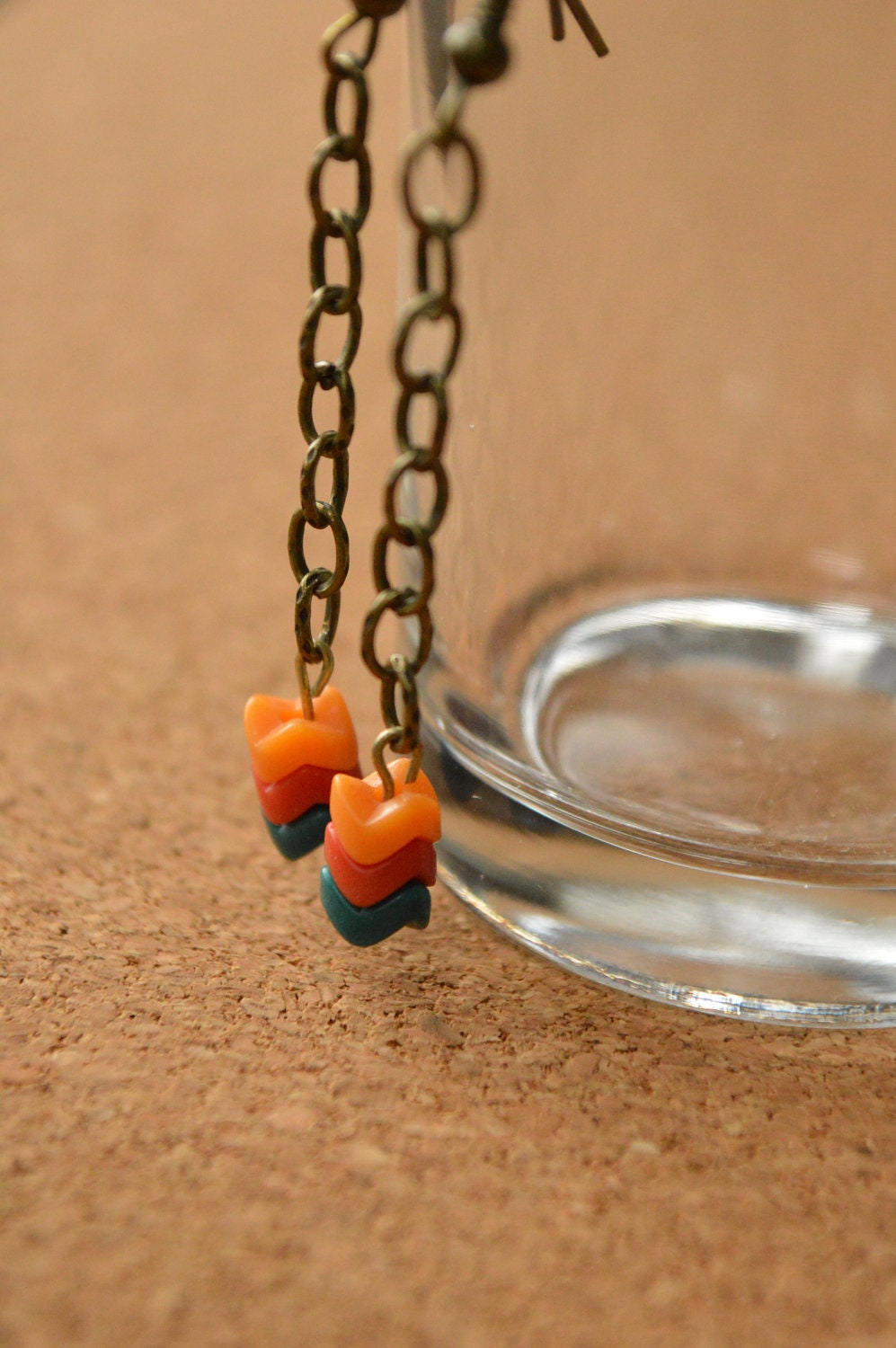 Vintage multicolored Czech snake bead earrings