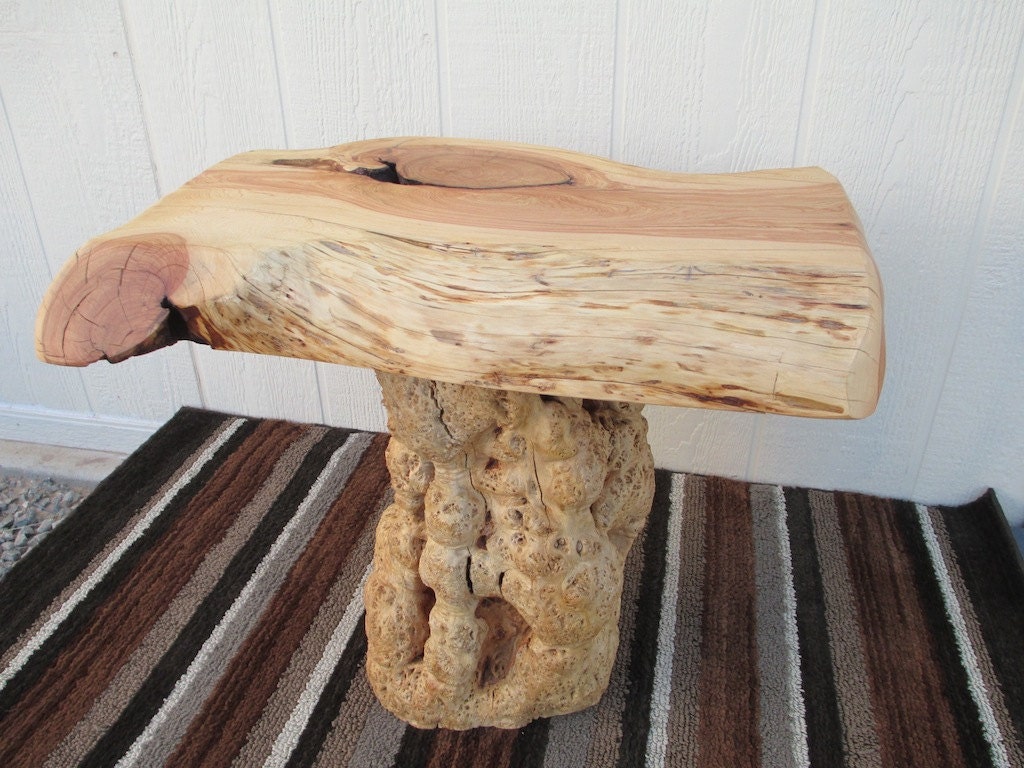 Live edge Alligator Juniper Side Table