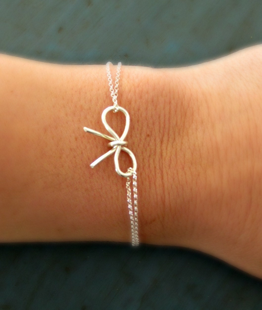 Sterling Silver Bow Bracelet Bridesmaid Jewelry Gifts Tie the Knot gift