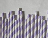 Paper Straw, Lavender Stripe, Pack of 100, Light Purple Lilac Straws Il_170x135