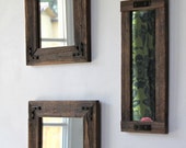 Mirror Collage - Rustic Industrial Eco Decor Reclaimed Wood - set of three finished framed farmhouse mirrors - TheHoneyShack