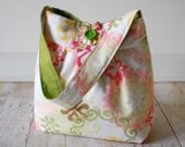 Diaper Bag- The Reversible 'Layla' Handbag or Shoulder Bag- Pink and Green