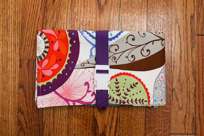 Diaper Changing Pad All-in-One with Pockets for Essentials - Mod Floral Garden brown, green, cobalt blue, pink and orange