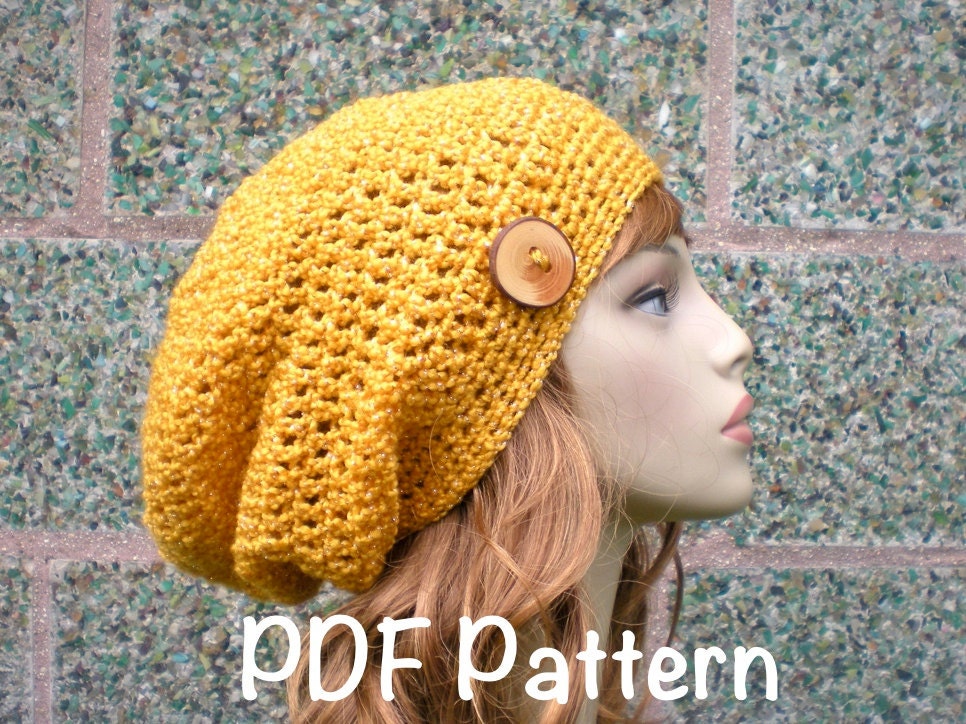 PATTERN:  Autumn Slouch-  Unisex slouchy beanie, crochet hat P D F, easy crochet pattern, InStanT DownLoaD,  Permission to Sell