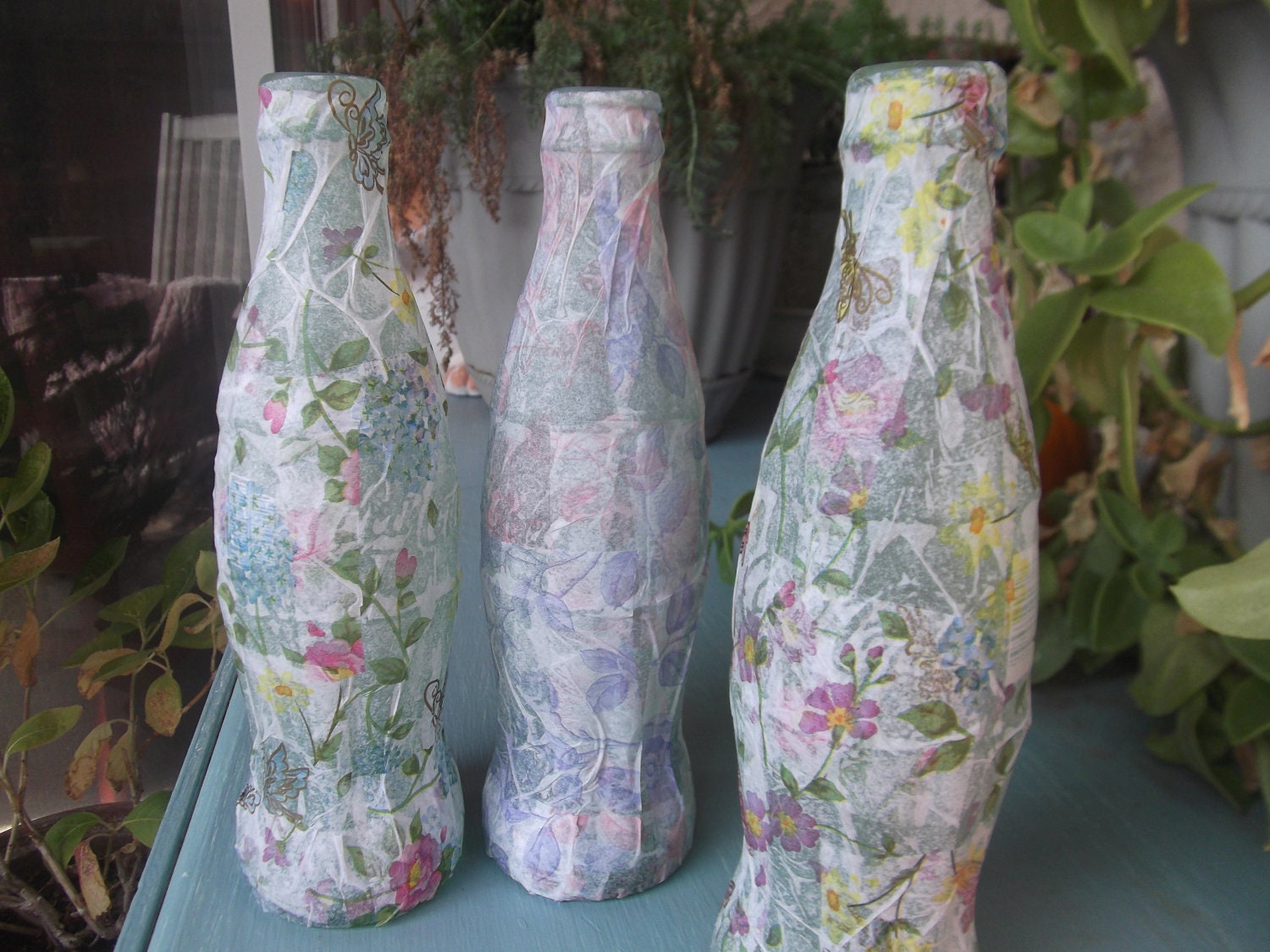 Paper mache coke bottles by PillowsBeyond on Etsy