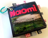 Personalized Baby Newspaper (Baby Girl, Travel): crinkle taggie